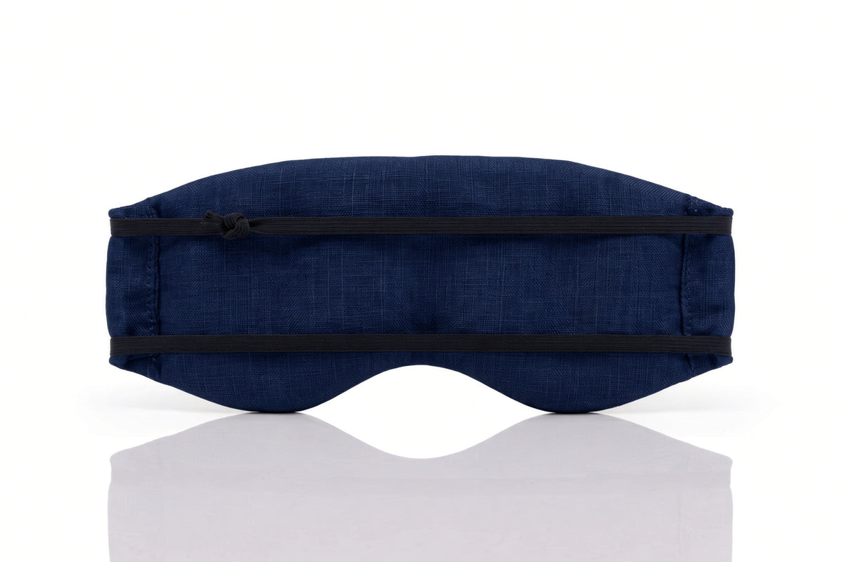 Back of the Linen & Wisewool™ sleep mask, showing its twin elastic straps