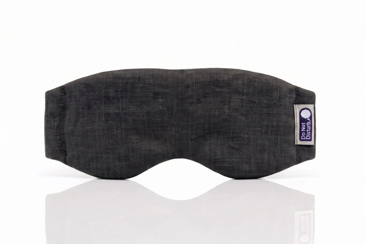 Linen & Wisewool™ sleep mask in Black Shadow, front view