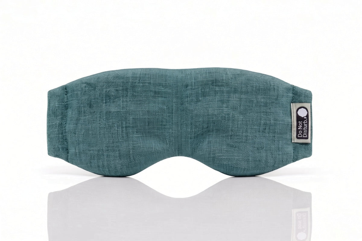 Linen & Wisewool™ sleep mask in Teal Dream, front view